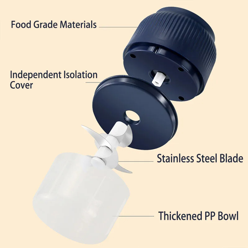 Kitchen Gadgets Vegetable Chopper - 250ml Mini Wireless USB Rechargeable Electric