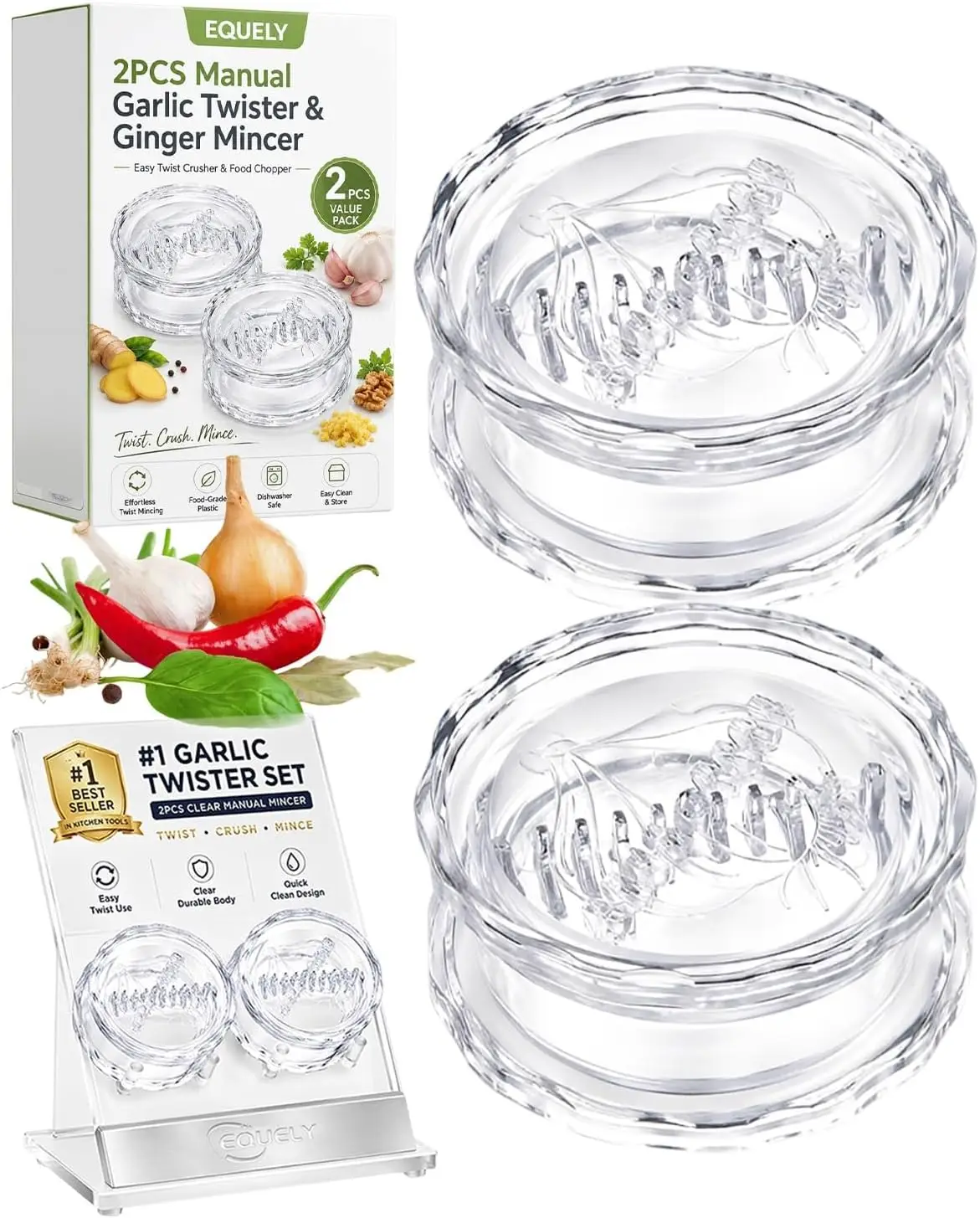 2PCS Clear Manual Garlic Twist - Manual Garlic Press review and price